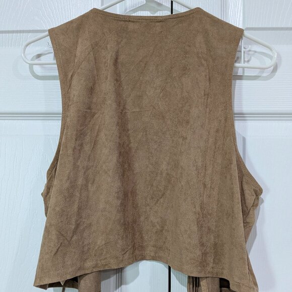 Wild Kiss Women's Fringe Vest, Size Large, Tan - Picture 9 of 12
